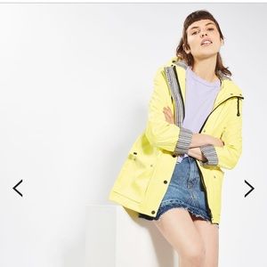 Topshop Hooded Rain Mac Jacket in Light Yellow
